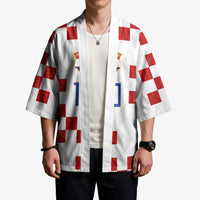 Custom Croatia National Football Kimono Red Checkerboard Glagolitic Script Geometric Pattern Art