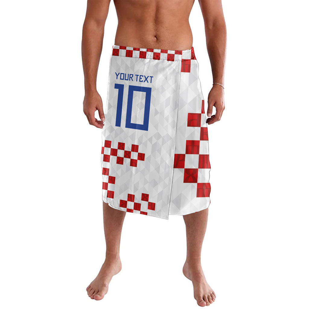 Custom Croatia National Football Lavalava Red Checkerboard Glagolitic Script Geometric Pattern Art