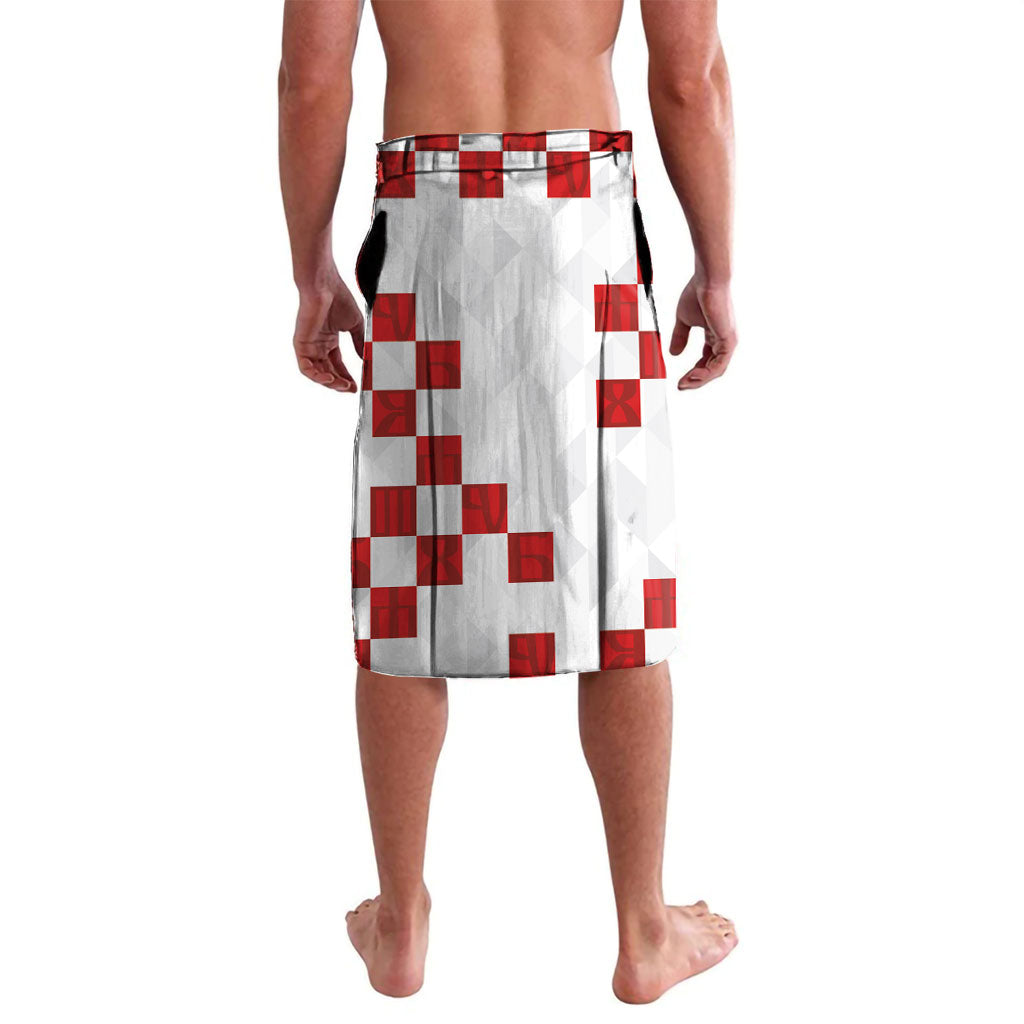Custom Croatia National Football Lavalava Red Checkerboard Glagolitic Script Geometric Pattern Art