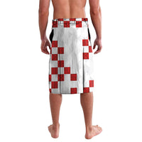 Custom Croatia National Football Lavalava Red Checkerboard Glagolitic Script Geometric Pattern Art