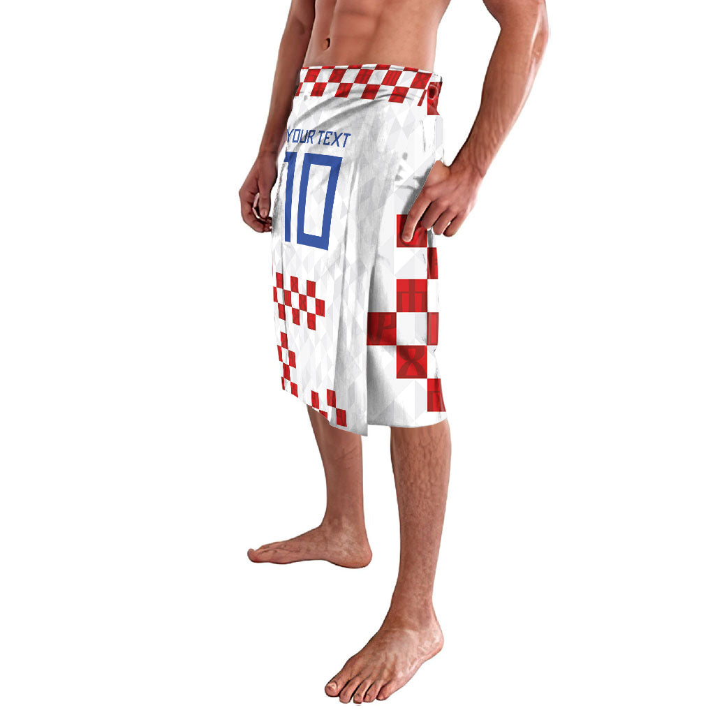 Custom Croatia National Football Lavalava Red Checkerboard Glagolitic Script Geometric Pattern Art