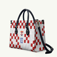 Custom Croatia National Football Leather Bag Red Checkerboard Glagolitic Script Geometric Pattern Art