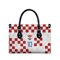 Custom Croatia National Football Leather Bag Red Checkerboard Glagolitic Script Geometric Pattern Art