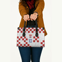 Custom Croatia National Football Leather Bag Red Checkerboard Glagolitic Script Geometric Pattern Art