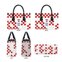 Custom Croatia National Football Leather Bag Red Checkerboard Glagolitic Script Geometric Pattern Art
