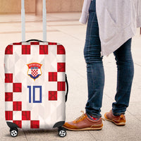 Custom Croatia National Football Luggage Cover Red Checkerboard Glagolitic Script Geometric Pattern Art