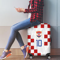 Custom Croatia National Football Luggage Cover Red Checkerboard Glagolitic Script Geometric Pattern Art