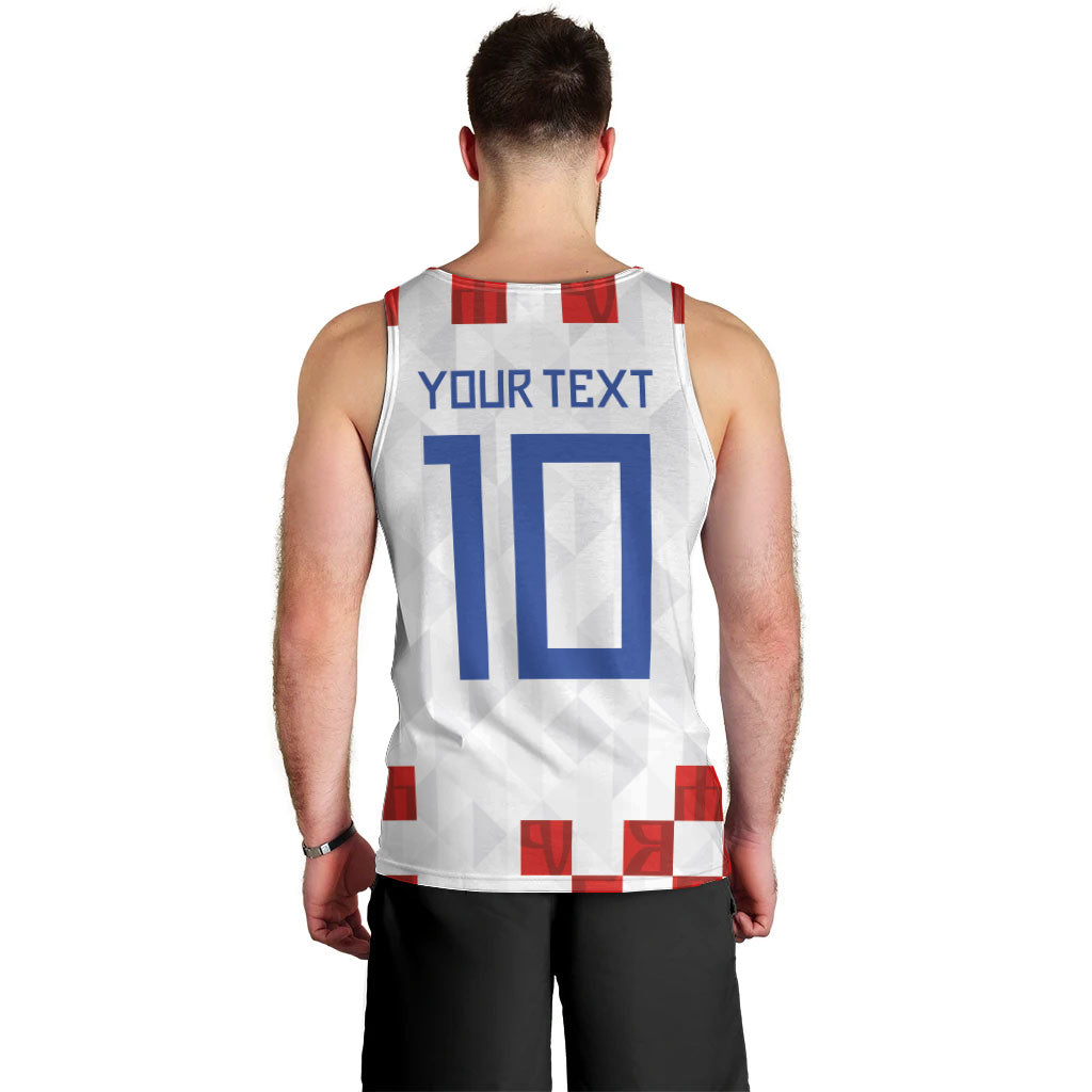 Custom Croatia National Football Men Tank Top Red Checkerboard Glagolitic Script Geometric Pattern Art