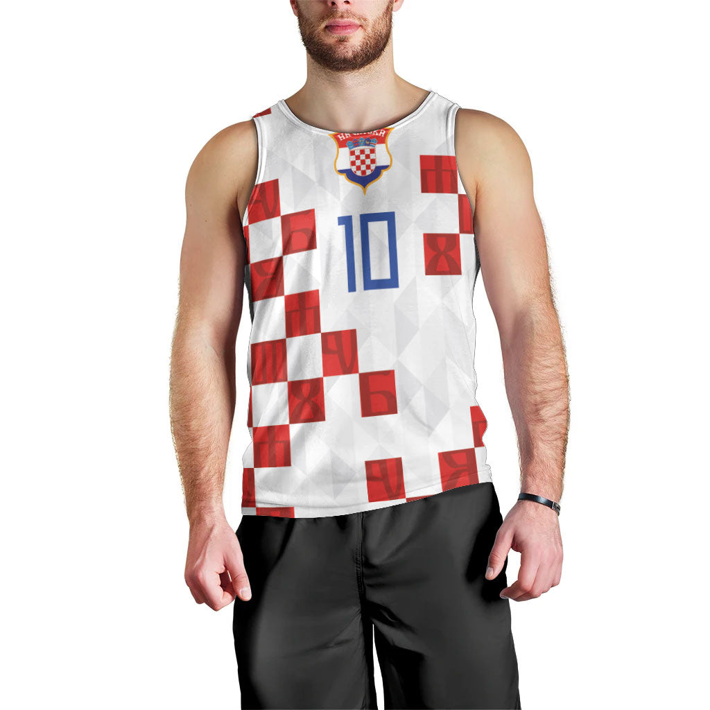 Custom Croatia National Football Men Tank Top Red Checkerboard Glagolitic Script Geometric Pattern Art