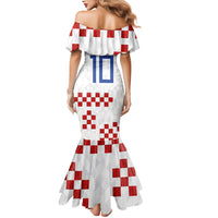 Custom Croatia National Football Mermaid Dress Red Checkerboard Glagolitic Script Geometric Pattern Art