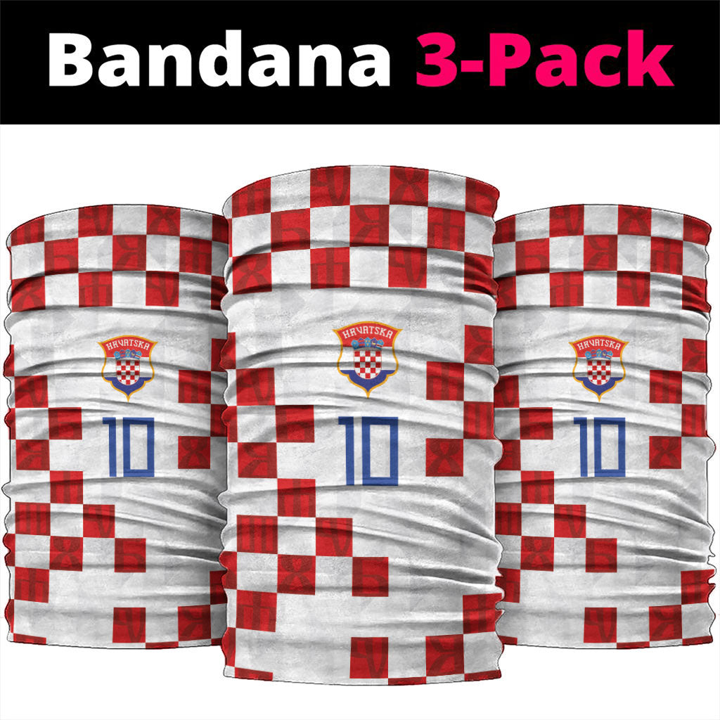 Custom Croatia National Football Neck Gaiter Red Checkerboard Glagolitic Script Geometric Pattern Art