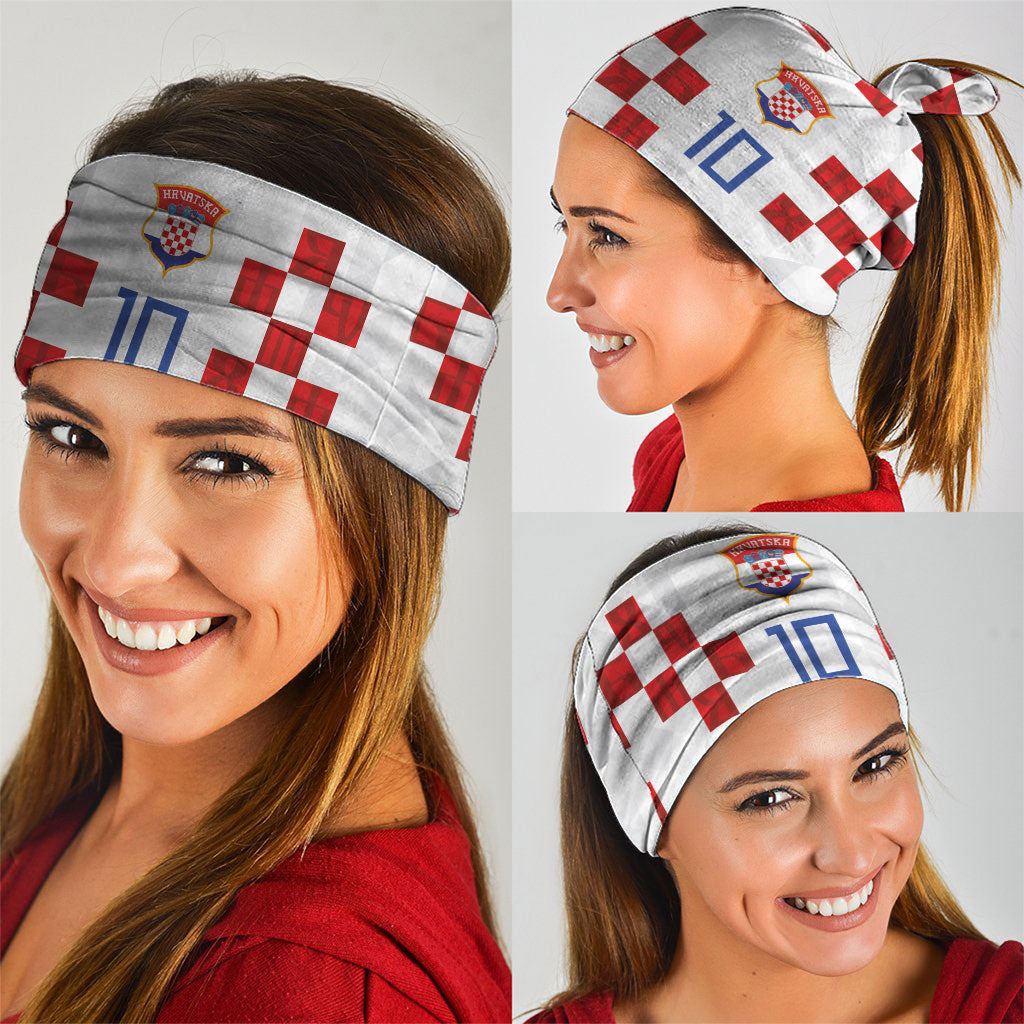 Custom Croatia National Football Neck Gaiter Red Checkerboard Glagolitic Script Geometric Pattern Art