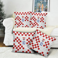 Custom Croatia National Football Pillow Cover Red Checkerboard Glagolitic Script Geometric Pattern Art