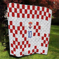 Custom Croatia National Football Quilt Red Checkerboard Glagolitic Script Geometric Pattern Art
