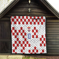 Custom Croatia National Football Quilt Red Checkerboard Glagolitic Script Geometric Pattern Art