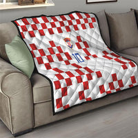 Custom Croatia National Football Quilt Red Checkerboard Glagolitic Script Geometric Pattern Art