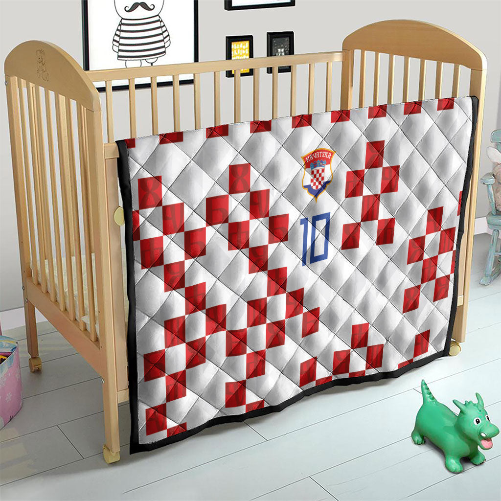 Custom Croatia National Football Quilt Red Checkerboard Glagolitic Script Geometric Pattern Art