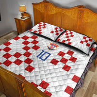 Custom Croatia National Football Quilt Bed Set Red Checkerboard Glagolitic Script Geometric Pattern Art