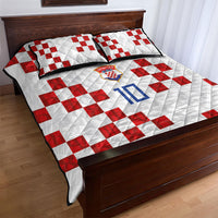Custom Croatia National Football Quilt Bed Set Red Checkerboard Glagolitic Script Geometric Pattern Art