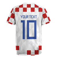 Custom Croatia National Football Rugby Jersey Red Checkerboard Glagolitic Script Geometric Pattern Art