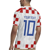 Custom Croatia National Football Rugby Jersey Red Checkerboard Glagolitic Script Geometric Pattern Art