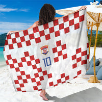 Custom Croatia National Football Sarong Red Checkerboard Glagolitic Script Geometric Pattern Art