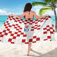 Custom Croatia National Football Sarong Red Checkerboard Glagolitic Script Geometric Pattern Art