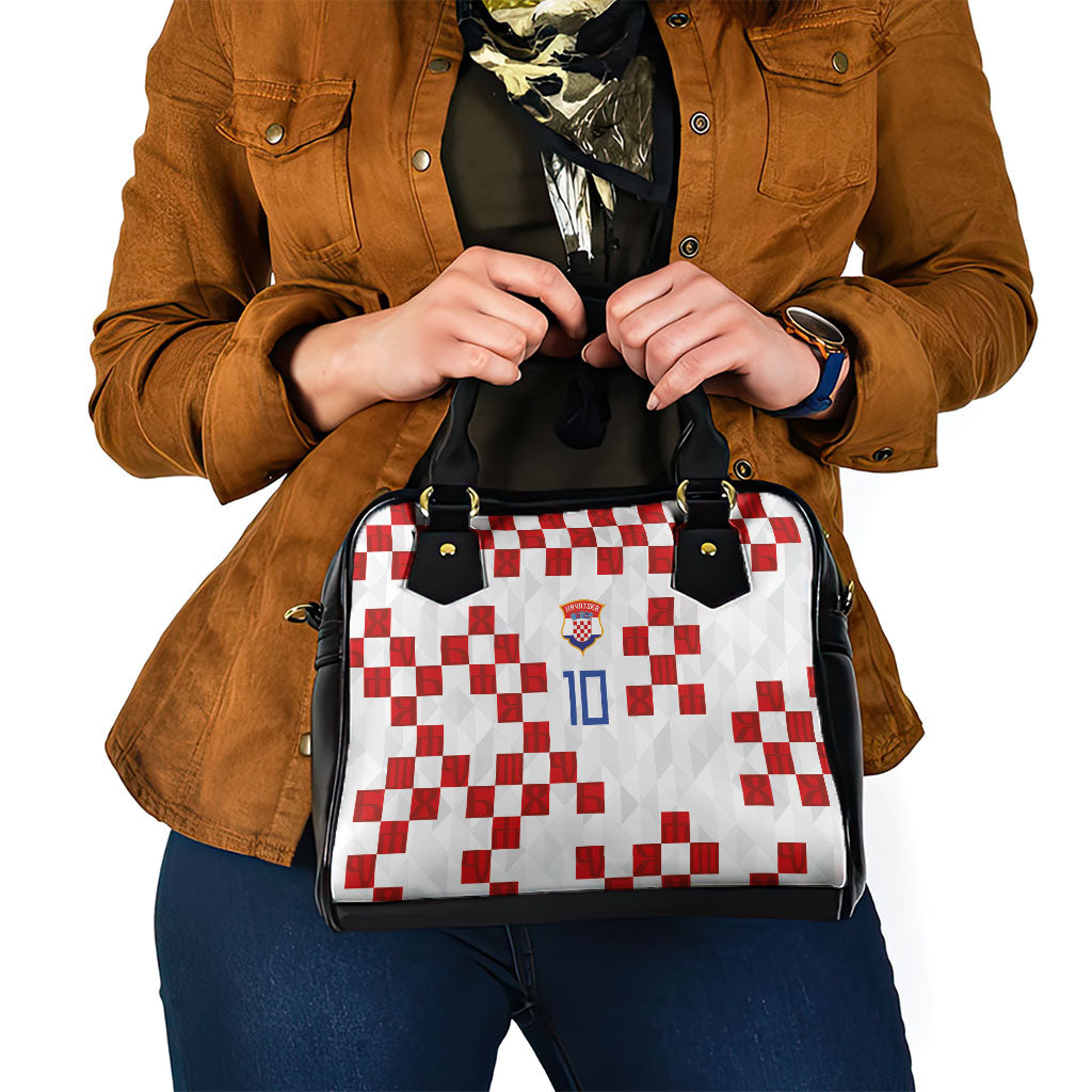 Custom Croatia National Football Shoulder Handbag Red Checkerboard Glagolitic Script Geometric Pattern Art