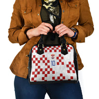 Custom Croatia National Football Shoulder Handbag Red Checkerboard Glagolitic Script Geometric Pattern Art