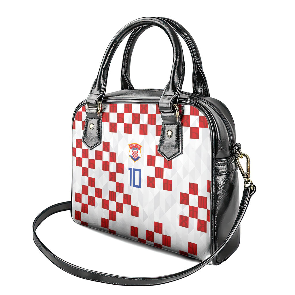 Custom Croatia National Football Shoulder Handbag Red Checkerboard Glagolitic Script Geometric Pattern Art