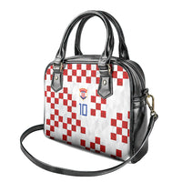 Custom Croatia National Football Shoulder Handbag Red Checkerboard Glagolitic Script Geometric Pattern Art