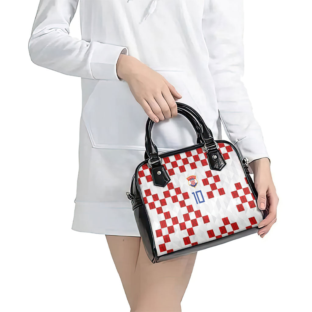 Custom Croatia National Football Shoulder Handbag Red Checkerboard Glagolitic Script Geometric Pattern Art