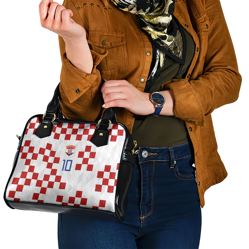 Custom Croatia National Football Shoulder Handbag Red Checkerboard Glagolitic Script Geometric Pattern Art