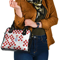 Custom Croatia National Football Shoulder Handbag Red Checkerboard Glagolitic Script Geometric Pattern Art