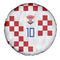 Custom Croatia National Football Spare Tire Cover Red Checkerboard Glagolitic Script Geometric Pattern Art