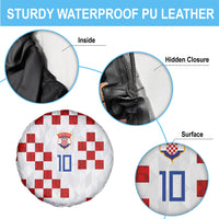 Custom Croatia National Football Spare Tire Cover Red Checkerboard Glagolitic Script Geometric Pattern Art