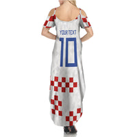 Custom Croatia National Football Summer Maxi Dress Red Checkerboard Glagolitic Script Geometric Pattern Art