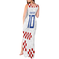 Custom Croatia National Football Tank Maxi Dress Red Checkerboard Glagolitic Script Geometric Pattern Art