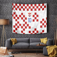 Custom Croatia National Football Tapestry Red Checkerboard Glagolitic Script Geometric Pattern Art