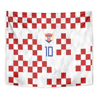 Custom Croatia National Football Tapestry Red Checkerboard Glagolitic Script Geometric Pattern Art