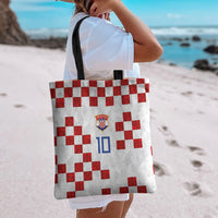 Custom Croatia National Football Tote Bag Red Checkerboard Glagolitic Script Geometric Pattern Art