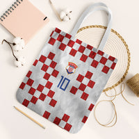 Custom Croatia National Football Tote Bag Red Checkerboard Glagolitic Script Geometric Pattern Art