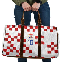 Custom Croatia National Football Travel Bag Red Checkerboard Glagolitic Script Geometric Pattern Art