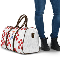 Custom Croatia National Football Travel Bag Red Checkerboard Glagolitic Script Geometric Pattern Art