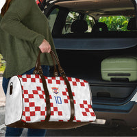 Custom Croatia National Football Travel Bag Red Checkerboard Glagolitic Script Geometric Pattern Art