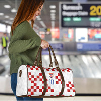 Custom Croatia National Football Travel Bag Red Checkerboard Glagolitic Script Geometric Pattern Art