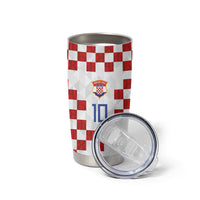 Custom Croatia National Football Tumbler Cup Red Checkerboard Glagolitic Script Geometric Pattern Art