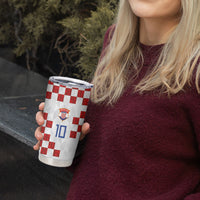 Custom Croatia National Football Tumbler Cup Red Checkerboard Glagolitic Script Geometric Pattern Art