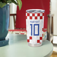 Custom Croatia National Football Tumbler Cup Red Checkerboard Glagolitic Script Geometric Pattern Art