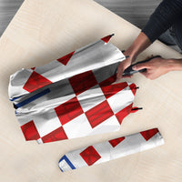 Custom Croatia National Football Umbrella Red Checkerboard Glagolitic Script Geometric Pattern Art